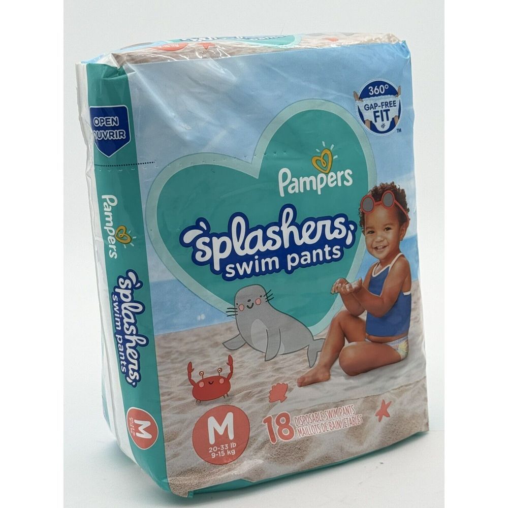Pampers Splashers Disposable Swim Pants Size M 20-33lb. (18 pack).